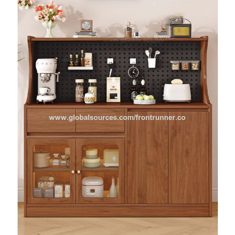 Aparadores de madera color roble, Mueble de almacenamiento multifuncional, gran capacidad para colocar muchos electrodomésticos de cocina