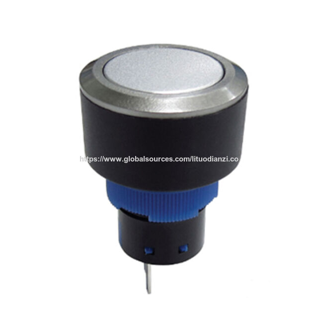 Interrupteur à bouton-poussoir en métal argenté KPB22 avec une durée de vie de 50 000 cycles/classement 5A/250V AC, IP67, IK10