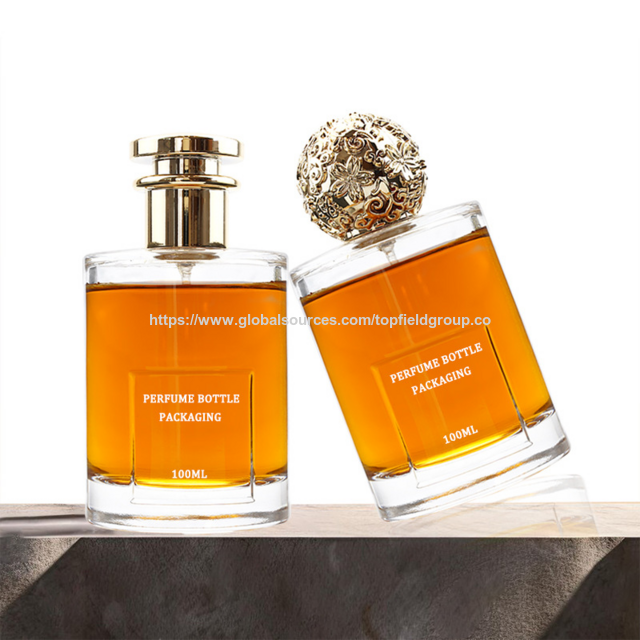 Nuevo Diseño Frasco de Perfume de Marca, Envase de 100ml de Lujo Cilíndrico Transparente de Vidrio Grueso, Botella de Perfume Personalizada con Tapa de Metal for sale at factory direct price