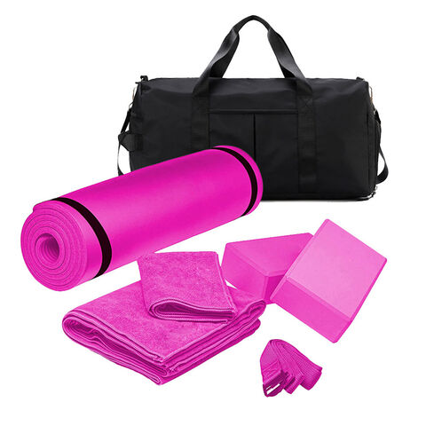 Set Matras Yoga Fitness termasuk Matras Yoga, Balok, Sabuk Peregangan Yoga, Handuk 5 in 1. Dukungan dapat disesuaikan dengan cetak logo.