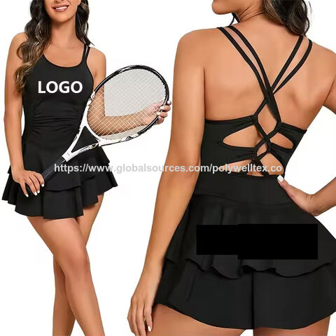 Vestido Deportivo de Tenis Personalizado para Mujer, Espalda Cruzada, Fitness, Activo, Gimnasio, Tenis, Golf, Bádminton for sale at factory direct price