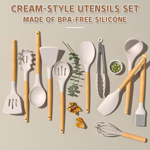 Juego de Utensilios de Cocina de Silicona Umite Chef de 24 Piezas, Herramientas de Cocina con Mango de Madera, Cucharas, Set de Utensilios de Silicona para Cocina Profesional for sale at factory direct price