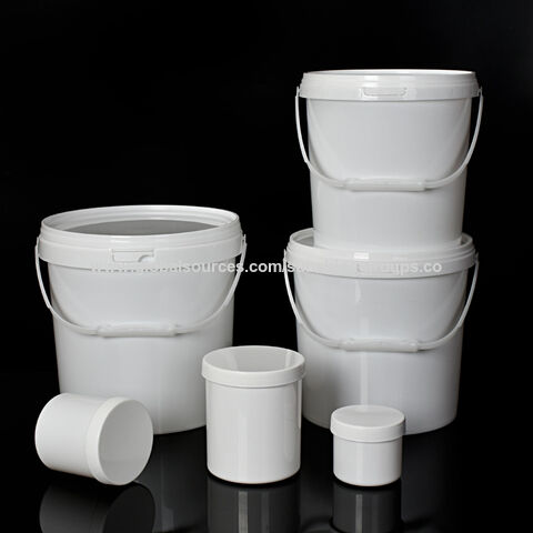 Balde de plástico 6L 8L 10L portátil redondo com tampa externa branca de PP, boca larga, para tinta, cola à prova d'água, vedação com tampa for sale at factory direct price