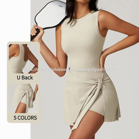 Conjunto de Fitness Personalizado Saia de Tênis Academia Vestido Esportivo Justo Emagrecedor com Alças Vestido Casual de Fitness Yoga Tênis