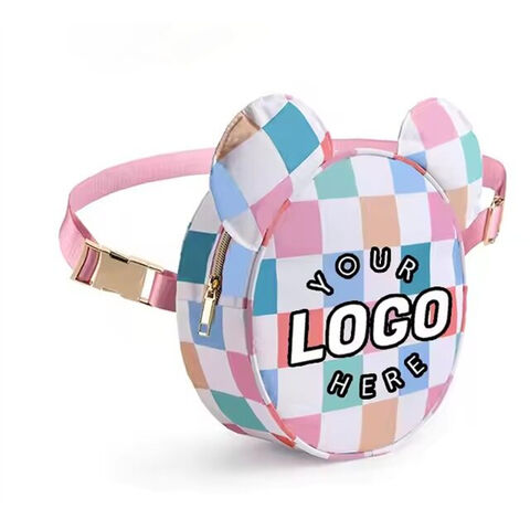 Riñonera infantil personalizada con cabeza de ratón, nylon multicolor, para niñas, bolso de cintura, riñonera para niños, bolso de cinturón infantil personalizado
