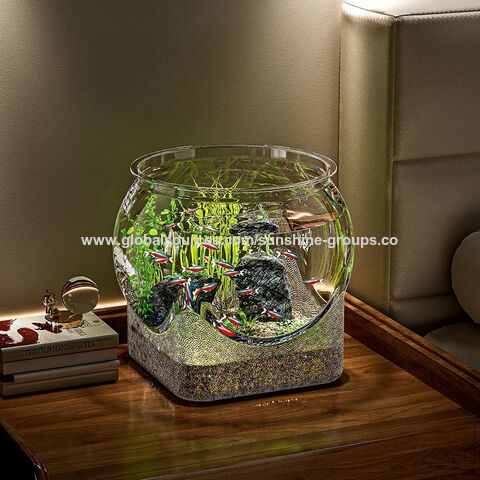Acuario de escritorio para oficina, sala de estar, pequeño paisaje ecológico, pecera para peces de colores, acuario creativo transparente anti-caída para el hogar for sale at factory direct price