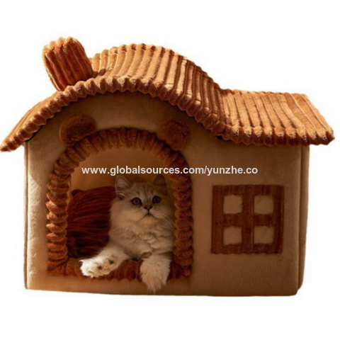 Cama Semi-Fechada para Animais de Estimação com Design de Casa Atacado, Quente, Luxuosa, Removível e Lavável for sale at factory direct price