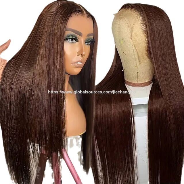 Perucas de cabelo humano liso castanho claro com renda frontal 13x4 for sale at factory direct price