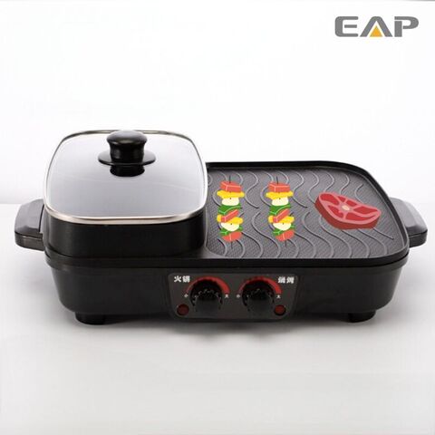 Panela Elétrica e Grill Combinado de Tamanho Familiar com Cabo de Alimentação de 1m e Proteção Contra Vazamento de Segurança for sale at factory direct price
