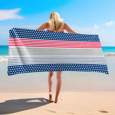 Toalla de Playa Grande Personalizable con Estrellas y Rayas Patrióticas, Suave, de Secado Rápido, Alta Solidez del Color, Toalla de Playa Multiusos