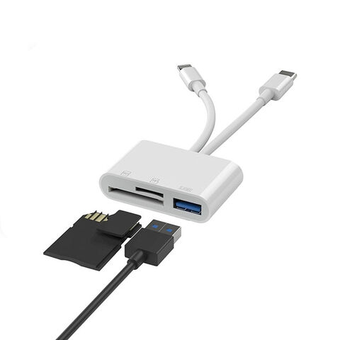 SD-Kartenleser für i-Phone, USB-C & Lightning auf SD-Kartenleser Micro SD Digitalkamera-Adapter Kompatibel mit i-Phone, Plug & Play for sale at factory direct price