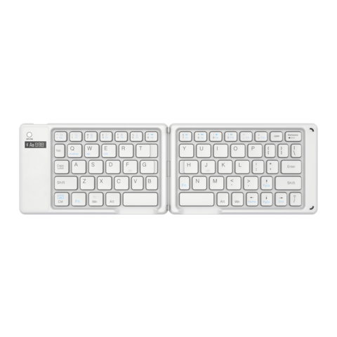Clavier sans Fil Pliable Compact et Fin à Ciseaux, Bluetooth 2.4G, Modes Doubles - Blanc