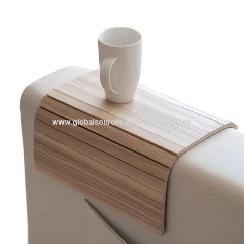 Bandeja Lateral Moderna para Sofá de Madera con Reposabrazos, Estante para Snacks, Almacenamiento de un Nivel, Soporte Lacado, Sofás y Sillones Multifuncionales de Pie