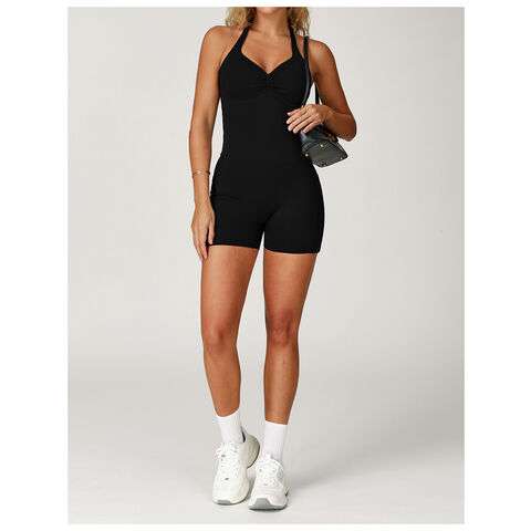 Bodysuit women hollowed-out beauty back hanging neck yoga wear sports running fitness bodysuit for sale at factory direct price