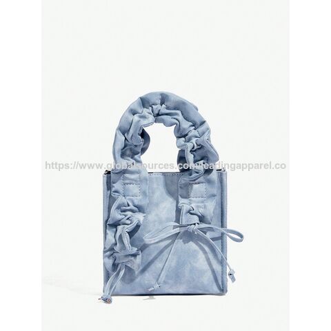 2025s Ruffle Lace Bow Decorative Shoulder Strap Tote Bag Small Clutch Purse Evening Date Handbag for Women for sale at factory direct price