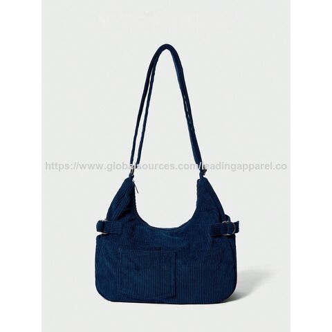 Bolsa Hobo Decorativa Retro de Bombazine com Fivela e Bolso Lateral para Mulheres, Ideal para Trabalho, Escola e Uso Casual