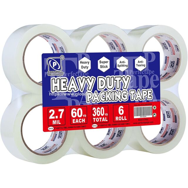 Hochleistungs-Packband 6 Rollen, Gesamt 360Y, Transparent, 2.7 mil, 48 mm x 55 m, Ultra Stark, Nachfüllpackung für Verpackung und Versand