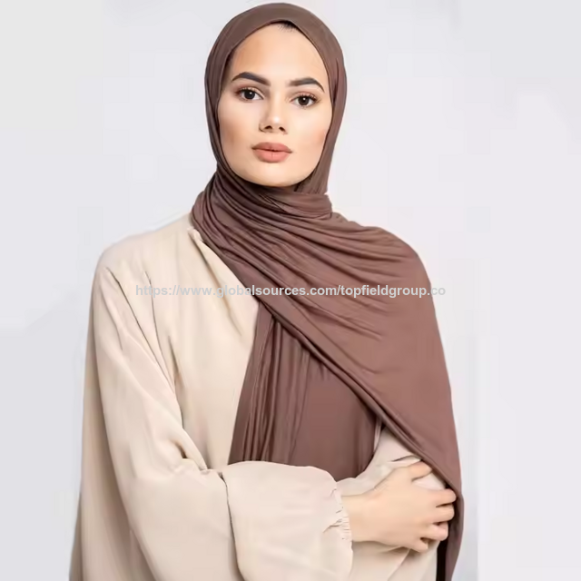 Hijab Musulman en Jersey, Châle Islamique, Écharpe Enveloppante Extensible pour Femmes, Hijab de Qualité Supérieure 100% Modal Coton 2025 for sale at factory direct price