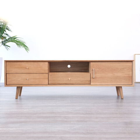 Hochwertiger, moderner, geriffelter Lowboard-TV-Ständer für Wohnzimmer mit großem Rabatt und Kamin