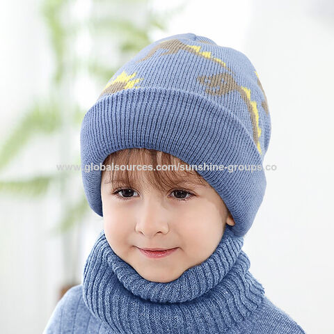 Nouveaux bonnets d'hiver pour enfants garçons, motif dinosaure à carreaux, jacquard de voiture, bonnet chaud en laine d'hiver, bonnets d'hiver pour enfants