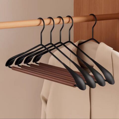 Percha de Madera con Hombro de Hierro, Sin Marcas, para Abrigos, Armario de Ropa Doméstico, Metal, Haya, para Colgar Ropa y Pantalones