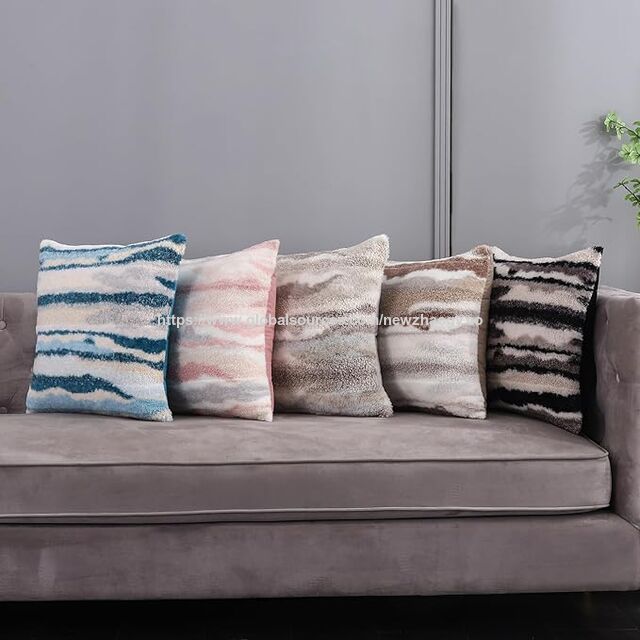 Fundas de Cojín de Lana Corta Súper Suave Estilo Boho, Fundas de Almohada Decorativas con Textura Naranja Taupe