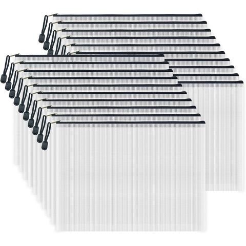 Lot de 20 pochettes zippées, pochette en maille plastique, sac de rangement pour jeux de société, sacs étanches pour bureau, école, blanc et noir, taille personnalisée for sale at factory direct price