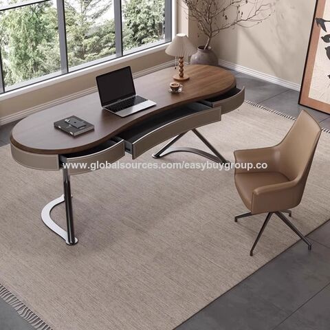 Relojes de escritorio y estantería, diseño minimalista italiano en madera maciza, escritorio de nogal negro norteamericano, estudio moderno simple de lujo para el hogar. for sale at factory direct price