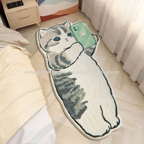 Tapis imitation cachemire doux avec motif chat de dessin animé pour filles, idéal pour salon, chambre à coucher, descente de lit, tapis de sol absorbant pour la maison et chambre d'enfant for sale at factory direct price