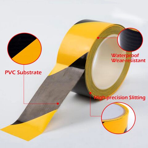 Cinta de Advertencia Negra y Amarilla de Alta Visibilidad de Grado Profesional, Impermeable y Resistente al Desgaste for sale at factory direct price