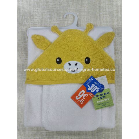 Toalla con capucha y manopla de rizo 100% algodón orgánico de alta calidad a precio de fábrica al por mayor for sale at factory direct price