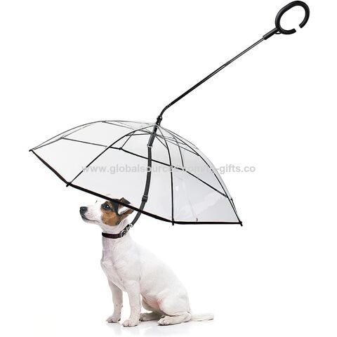 Hunde Regenschirm mit verstellbarer Leine, Regen-/Schnee-Schirm für Welpen, C-förmiger Griff, verstellbarer Winkel