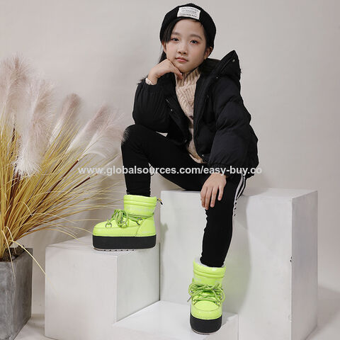 Botas de invierno para niños, cálidas y de forro polar, botas de nieve, botas cortas impermeables de tela de plumón para hombres y mujeres
