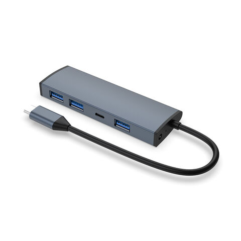 Hub USB 3.0 à 4 ports en alliage d'aluminium Type C 4 en 1 de 15 cm de longueur de câble, de haute qualité et très populaire pour Smartphone, iPad, Macbook for sale at factory direct price