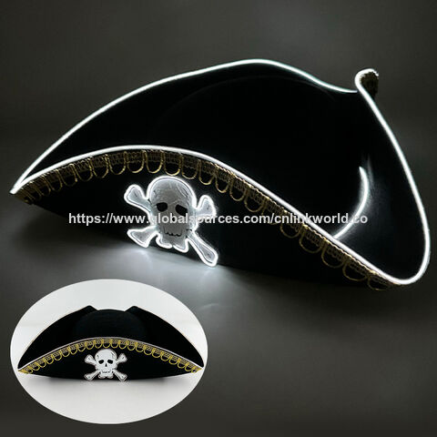 Chapeau de pirate fluorescent sans fil à LED scintillant pour fête de carnaval d'Halloween, chapeau lumineux, chapeau arc-en-ciel illuminé au laser for sale at factory direct price