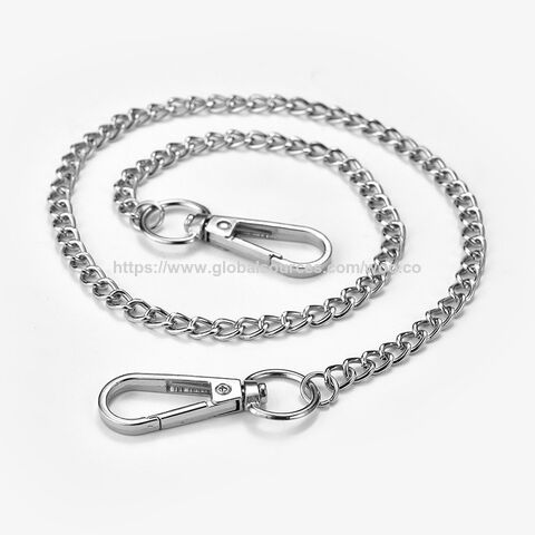 Popular cadena de cintura para decoración de prendas de vestir, color plateado, cadena larga de metal para pantalones y vaqueros