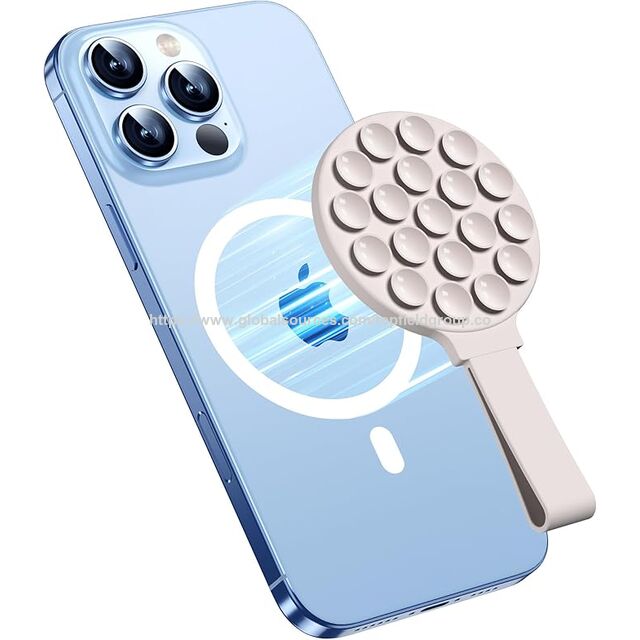Magnetic Suction Phone Mount For MagSafe Case,Silicone Octo Cup Buddy Sticky Phone Grip Holder For IPhone,Removable Hands-Free Selfie/Video For TikTok & Instagram Influencer/Creator (Chalk Pink