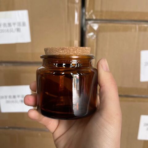 Individuell gestaltetes, transparentes, farbiges, bernsteinfarbenes, grünes Glas 100ml 200ml Duftkerzenglas mit Holzstopfen for sale at factory direct price