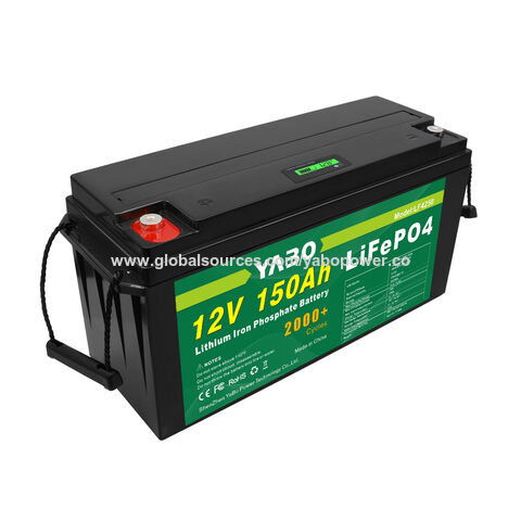 Bateria de Lítio LiFePO4 YABO 12V 150Ah em Promoção - Grande Capacidade para Sistemas Solares