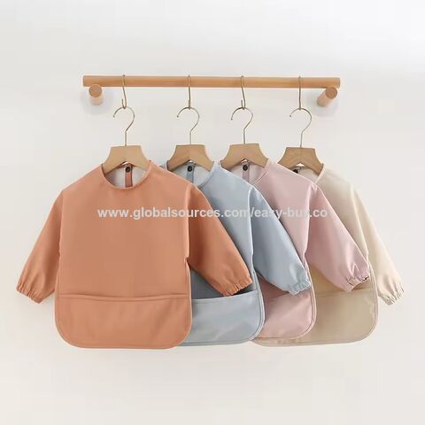 Baby Lätzchen mit Ärmeln, PU, Langarm, wasserdicht und schmutzabweisend, Fütterungslätzchen für Babys for sale at factory direct price