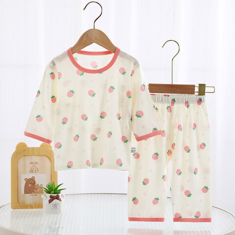 Conjunto de ropa para el hogar de algodón puro para niños, pijamas de manga larga de verano, ropa delgada para aire acondicionado para hombres y mujeres for sale at factory direct price