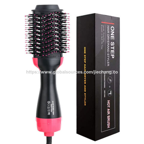 Cepillo de aire caliente multifuncional, cabezal de plástico color rojo rosa