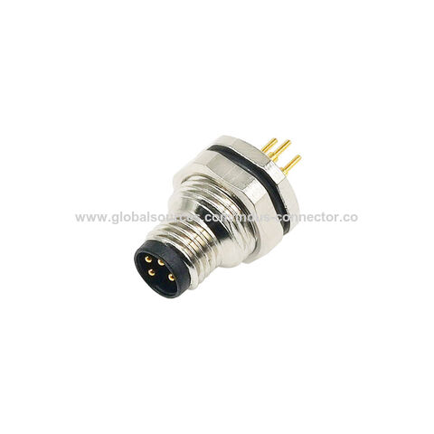 Conector de montaje en panel M8, 4 pines, macho frontal, código A, circular M8, cable a prueba de agua, rosca PG9, latón con niquelado for sale at factory direct price