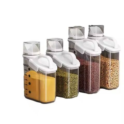 Amostra Grátis Recipiente Hermético de Plástico Transparente 1500/2000/2800ml com Tampa para Arroz, Alimentos Secos e Alimentos a Granel for sale at factory direct price