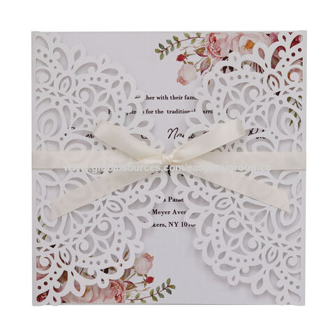 Tarjetas de invitación de boda, Invitaciones de boda, Tarjeta de invitación de boda cortada con láser, Tarjeta de invitación de boda de lujo