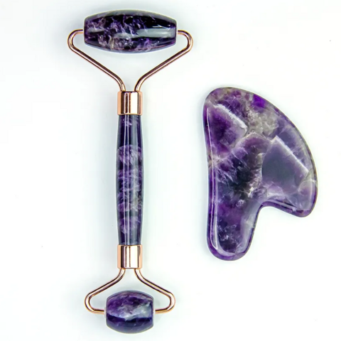 Großhandel OEM Hautpflege Beauty Tools Gesichtsmassage 100% Natürlicher Nephrit Amethyst Jade Roller Gua Sha
