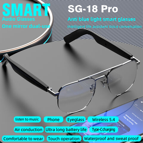 Lunettes Bluetooth en Matériau ABS+PC avec Contrôle Tactile, Lunettes Sans Fil, IP4 Étanche, Connectivité V5.4, Lunettes Audio Longue Durée