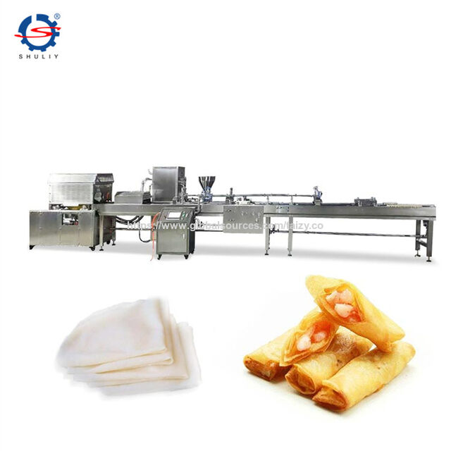 High Efficiency Electric Industrial Spring Roll Maker Lumpia Roll Wrapper Machine Spring Roll Production Line for sale at factory direct price