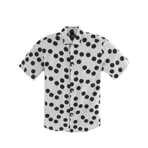Camisa masculina de manga curta em algodão com estampa de bolinhas - Atacado for sale at factory direct price