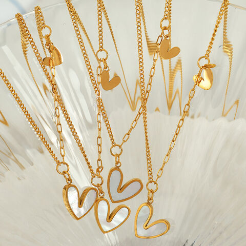 SISSLIA Kalung Wanita Hati Lapis Emas 18k, Bahan Stainless Steel, Model Baru - Perhiasan Fashion Grosir